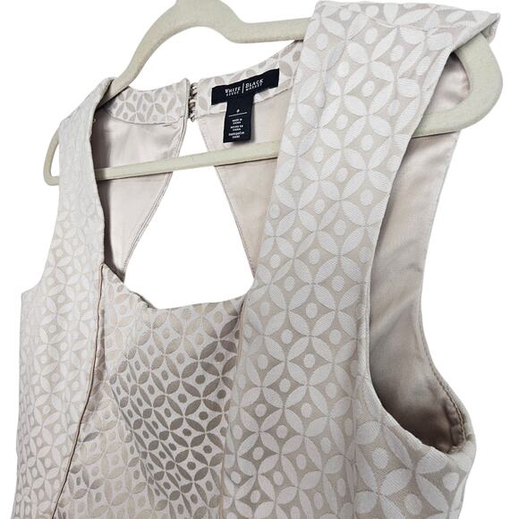 White House Black Market Blouse Women 8 Peplum Geometric Sleeveless Square Neck - Picture 4 of 9